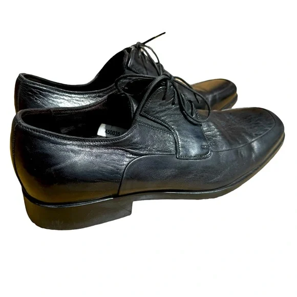 Bruno Magli Black Leather Square Toe Lace Up Dress Shoes